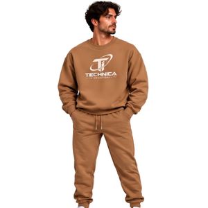Mens Camel <b>Brown</b> Graphic Crewneck Sweatshirt Jogger Pants <b>Set</b> Casual Fleece Tracksuit <b>Gym</b> Streetwear Winter Athletic Sportswear - Product Image 1