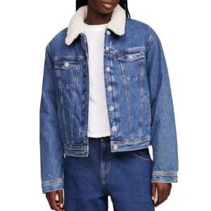 Chaqueta vaquera de moda para mujer, conjunto de una pieza de pantalones vaqueros, conjuntos a juego ajustados de otoño, ropa de calle informal, chaqueta con forro polar de invierno - Product Image 1