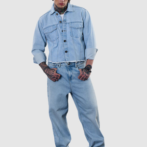 OEM <b>Mens</b> Denim Jean <b>Jacket</b> Casual Outwear Fall <b>Jacket</b> Denim Button up Coat Oversize Denim <b>Jacket</b> for <b>Men</b> acidwash fashion casual - Product Image 4
