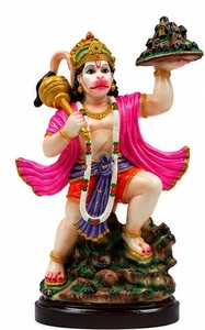 Statue de Hanuman colorée faite à la main, figurine de dieu debout, sculpture en marbre pour la décoration de la maison et du temple - Product Image 5