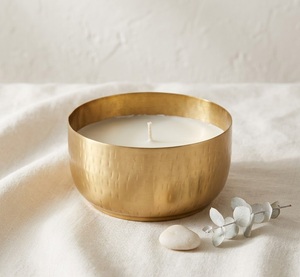 Luxury Hammered Gold Metal <b>Candle</b> Jar With Lid Handcrafted Brass <b>Candle</b> Pot For Home Decor Scented Soy Wax Container Wholesale - Product Image 3