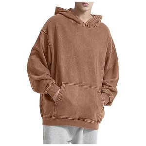 Acid Stone Washed Distressed Men Hoodie Custom Heavyweight Cotton French Terry 500gsm Wash Vintage Hoodies - Product Image 4