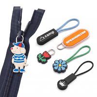 Tirettes de fermeture éclair 3D en PVC souple/silicone, résistantes à l'eau, avec forme personnalisée, colorées, pour sacs à dos et accessoires vestimentaires