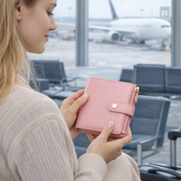 Portefeuille de voyage multifonctionnel Wriza tendance en cuir PU, avec protection RFID, motif avion créatif et fermeture à bouton