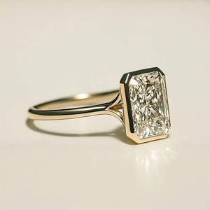 Anillo Solitario de Diamante Cultivado en Laboratorio, Corte Radiante, 2.01 CT, Brillante, para Mujer, Oro Sólido de 14K, Regalo de Compromiso o Promesa para Enamorados - Product Image 1