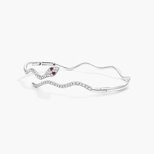 Snake Motif Diamond and <b>Ruby</b> <b>Bracelet</b> In 14K White Gold - Product Image 2