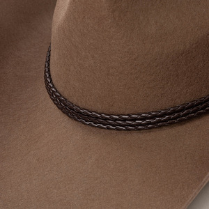 Nouveau Chapeau de Cowboy en Laine à Large Bord, Style Décontracté, pour l'Hiver, Chaud, en Feutre de Laine, avec Ceinture - Product Image 2