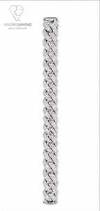 Pulsera cubana premium de oro blanco de 18 quilates con diamantes cultivados en laboratorio, eslabones grandes, cierre seguro, estilo llamativo. - Product Image 2