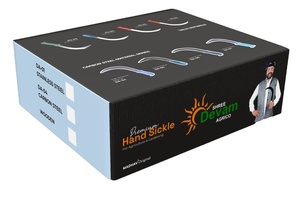 Hoz de jardín de acero con dientes para césped y mango de madera, hoja de 11 pulgadas, acabado de óxido negro y zinc, longitud del mango de 10.5 cm, 110 g, grosor de 1.5 mm - Product Image 2