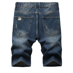 Hot Selling Summer Vintage Washed Ripped Patch Denim Shorts High Quality Men's Gym Casual 100%Cotton jeans shorts front Logo - Product Image 2