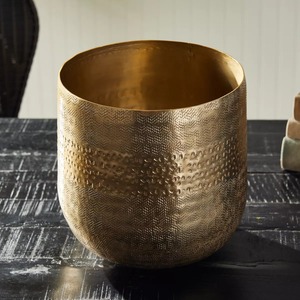 Vase géométrique moderne en aluminium doré, 13,85 po de largeur x 12,90 po de hauteur, fait main, écologique, pièce d'art décorative pour table - Product Image 3