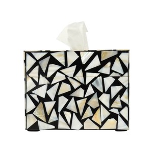Caja de pañuelos rectangular de alta gama con incrustaciones de nácar y madera hecha a mano para decoración del hogar - Product Image 4