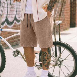 Pantalones Cortos Deportivos Unisex Personalizados de Verano, Ligeros, 100% Algodón, Impresión Serigrafiada, Estilo Urbano, Vintage, Lavado Ácido con Efecto Desgastado por el Sol - Product Image 6