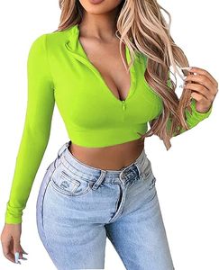 Top Corto de Manga Larga para Mujer, Tela Suave, Ajuste Cómodo, Estilo Casual Diario, Ligero - Product Image 4