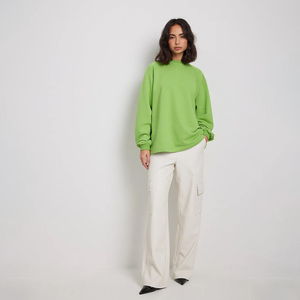 Sweat-shirt oversize à manches raglan pour femme, 100% coton, streetwear de haute qualité, col rond, vente en gros - Product Image 1