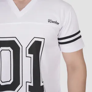 Camiseta de Fútbol Blanca con Cuello en V para Hombre, Manga Larga, Número 01, Impresión Digital, Transpirable, 100% Poliéster, Antibacteriana, Secado Rápido, Anti-UV - Product Image 6