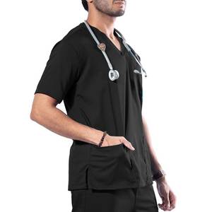 Unisex Custom Color Scrub Set V-Neck Top Straight Pants Medical Uniform Hospital Wear Moisture-Wicking High Quality Cotton - Product Image 3