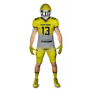 Camiseta de Fútbol Americano Personalizada para Hombre, Amarilla con Degradado, Cuello en V, Manga Corta, Absorbente de Humedad, Uniforme Ajustado con Nombre del Equipo Sublimado - Product Image 1