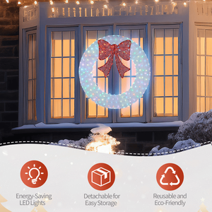 Ghirlanda Decorativa Pre-Illuminata da 36 Pollici per Interni, Ghirlanda in PVC con Luci LED e Fiocco Rosso, Telecomando e Timer per Uso Esterno - Product Image 3