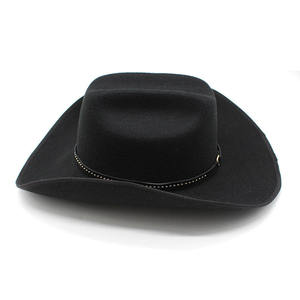 Chapeau de cowboy occidental personnalisé en gros avec ceinture tendance, chapeau Fedora en feutre vintage classique à large bord, nouveau design - Product Image 3