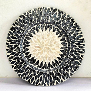 Assiette de petit-déjeuner ronde tendance avec incrustation de nacre, plateau décoratif pour assiette à dîner, fait main au Vietnam - Product Image 5