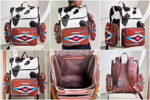 Couverture de selle en cuir véritable personnalisé de haute qualité sac à dos personnalisé fait à la main hommes et femmes sacs d'école de voyage - Product Image 4