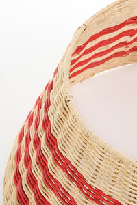 Red and White Striped Woven Rattan Christmas <b>Tree</b> Skirt - Durable Natural Fiber <b>Tree</b> Collar for Holiday Party Decoration - Product Image 5