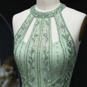 Vestido de Noche de Sirena con Diseño de Conchas Marinas, Elegante Vestido de Gala con Malla y Parches, Adornado con Estrellas de Mar y Cuentas, para Bodas y Banquetes - Product Image 1