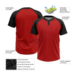 Maillot de baseball/softball à deux boutons avec surpiqûres contrastées, impression personnalisée par sublimation du nom de l'équipe, du logo et du numéro, uniforme d'équipe sportive - Product Image 4