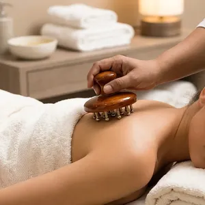 Bâtonnet Kansa en bois fait main, masseur facial ayurvédique rond, outil naturel de soin de la peau, outil de réflexologie corporelle pour le massage de la tête et du visage - Product Image 2