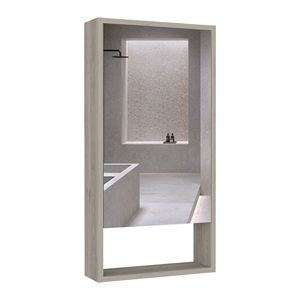 Armadietto per medicinali con finitura grigio chiaro e un ripiano esterno, collezione Irvine, scaffali da bagno - Product Image 3
