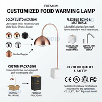 Lampe chauffante électrique infrarouge 250W avec base en marbre pour buffet, idéale pour hôtels, restaurants et usage commercial