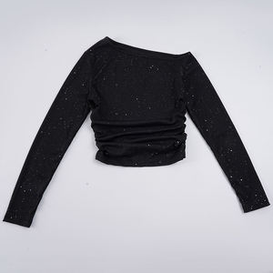 American New Fashion Style Regular Fit Full Sleeve Breathable Asymmetrical Short Women's <b>Y2K</b> Knit Base T-<b>Shirt</b> for Holiday - Product Image 4