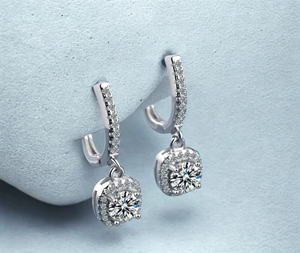 925 Sterling <b>Silver</b> Round Cut Moissanite <b>Earrings</b> Gift For Anniversary & <b>Wedding</b> - Product Image 2