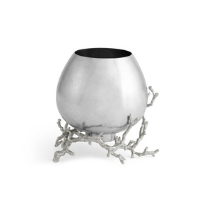 Jarrón de lujo Saleem International 2026 con diseño de granada, color plateado, de metal, con hoja de ginkgo marrón dorado - Product Image 6