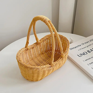 Cestas de regalo de ratán natural para mujer, cesta de almacenamiento tejida, cesta para flores, contenedores para regalos. - Product Image 5