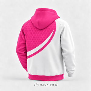 Men <b>Hoodie</b> <b>Pink</b> White Color Blocking Raglan Sleeve Regular Fit Printed Hooded Sweatshirt Autumn Casual Style - Product Image 4