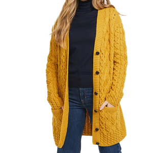 Women Long Sleeve V-Neck Knit <b>Cardigan</b> Solid Color Button <b>Front</b> Casual Winter Wear 100% Acrylic Anti-Pilling - Product Image 6