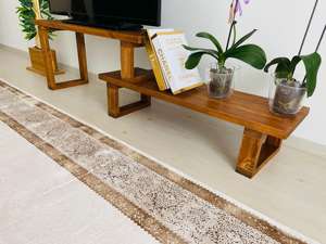 Mueble de TV Rústico de Madera Maciza 2026, Mesa para Televisor con Estante de Almacenamiento, Mueble de Entretenimiento para Sala de Estar - Product Image 2