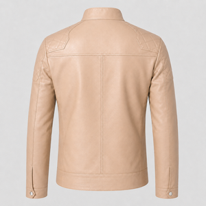 Chaqueta de Motocicleta de Cuero para Hombre de Alta Calidad, con Detalles en Lona, Impermeable, Resistente al Viento, Acolchada, con Bolsillos con Cremallera en los Hombros, Corte Regular - Product Image 3