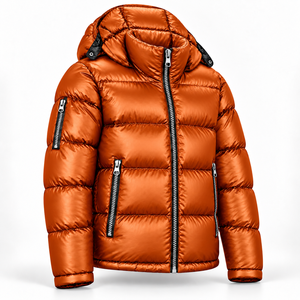 Mens Long Glossy Winter Coat Hooded Puffer Jacket <b>Quilted</b> Padding Full Zip High Collar Sleeve Pocket Waterproof Casual - Product Image 2