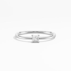 Anillo de Compromiso Solitario con Moissanita Corte Princesa de 0.10 Ctw, Plata de Ley 925, Chapado en Oro de 14K/18K, Certificado por Terceros - Product Image 1