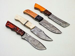 Handmade Damascus Steel Fixed Blade Multi-functional Hunting Camping <b>Knife</b> Set with Premium Wood and <b>Bone</b> <b>Handles</b> Wholesale - Product Image 4