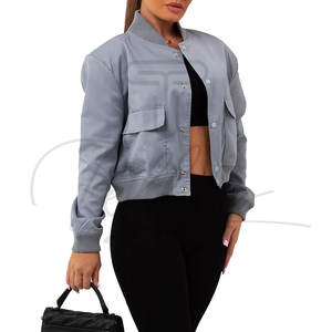 Chaquetas Bomber de Lona para Mujer al por Mayor, Otoño Invierno, Chaqueta Corta a la Moda, Chaqueta Corta Personalizada de Alta Calidad - Product Image 4