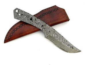 มีดล่าสัตว์เหล็กดามัสกัสทำมือ ใบมีดเปล่า มีดพกพา พร้อมปลอกหนัง สำหรับกิจกรรมกลางแจ้ง รับผลิตตามแบบ OEM ปรับแต่งได้ - Product Image 3