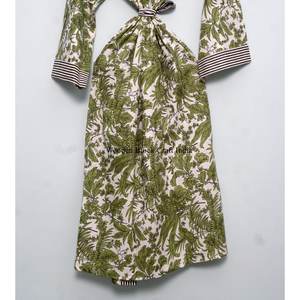 Nouvelle robe kimono en coton imprimé à la main pour femmes avec ceinture, légère, style bohème, idéale pour se détendre ou comme tenue de nuit estivale. - Product Image 6
