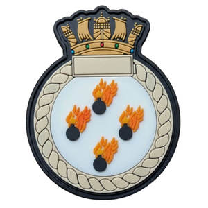 Patch en caoutchouc rond 3D en relief, motif noir sur fond bleu, à coudre, décoratif, cadeau - Product Image 3