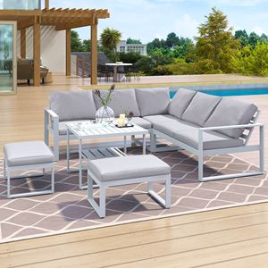 Set di Mobili da Esterno in Stile Industriale, 2 Divani, 1 Divano Singolo, 1 Tavolo, 2 Panche, Set Combinato - Product Image 2