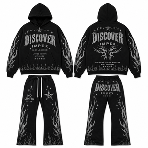 Survêtement streetwear surdimensionné personnalisé délavé à l'acide |   Ensemble sweat-shirt et pantalon de survêtement à jambes larges de qualité supérieure |   OEM ODM Marque Privée - Product Image 1