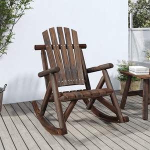 Chaise à bascule de jardin en bois d'épicéa massif avec finition bois brûlé, taille standard - Product Image 1